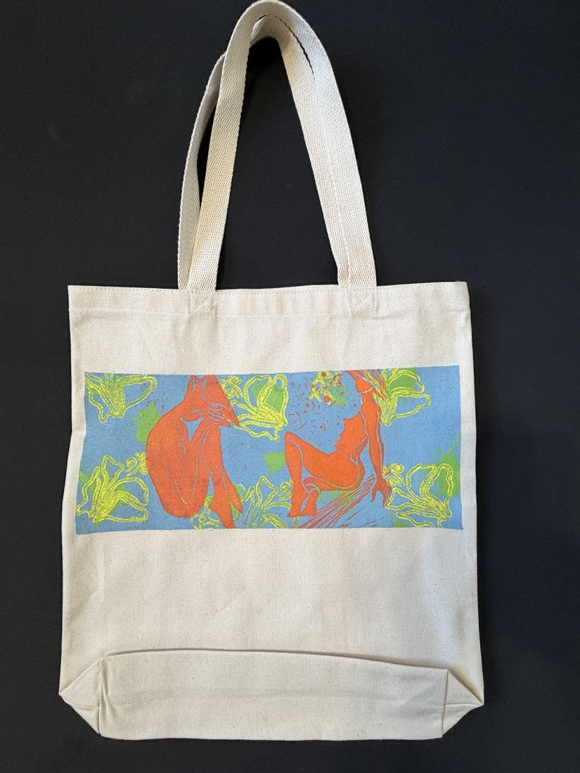 Bolso artístico grande con estampado de colores