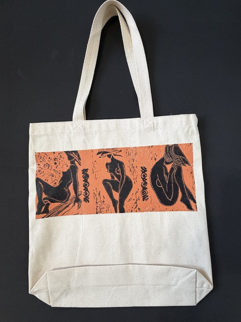 Bolso artístico pequeño con diseño naranja y negro