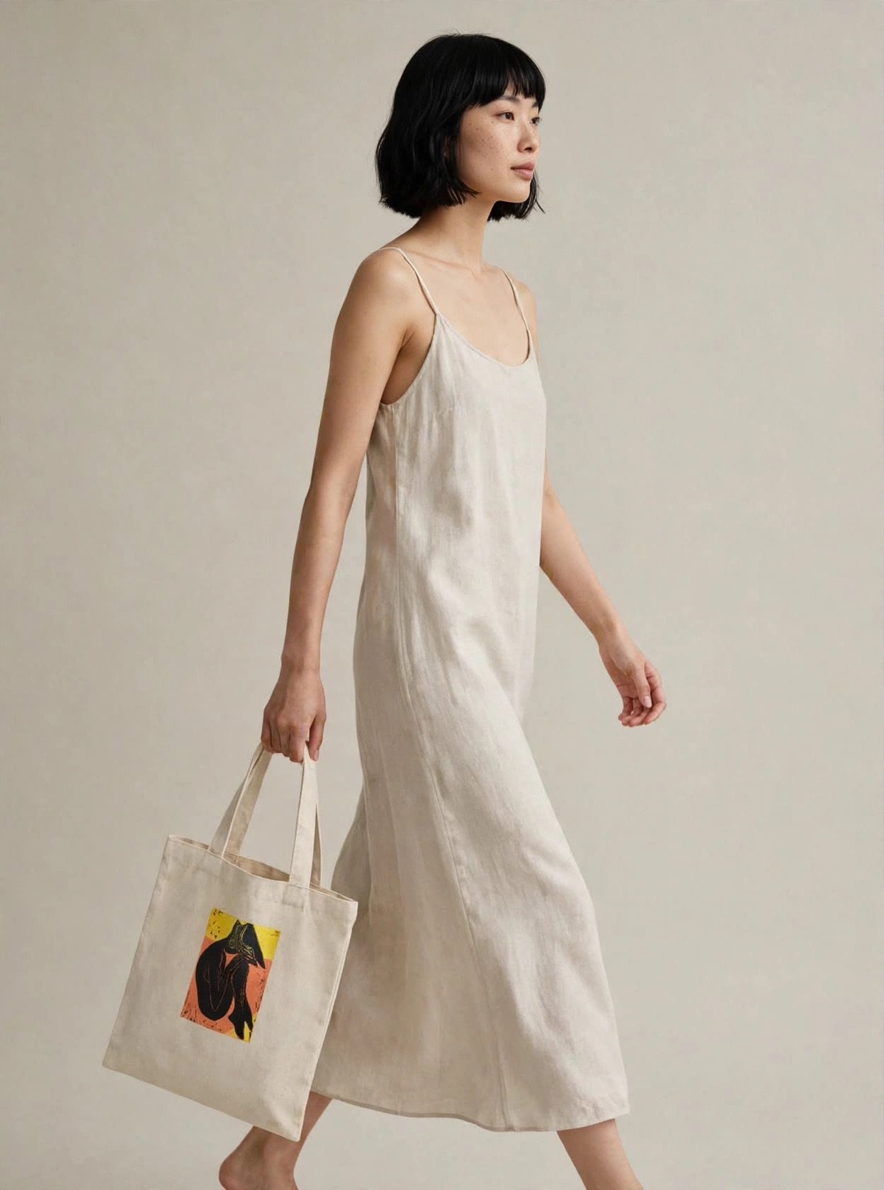 Modelo con bolso en una imagen de moda editorial